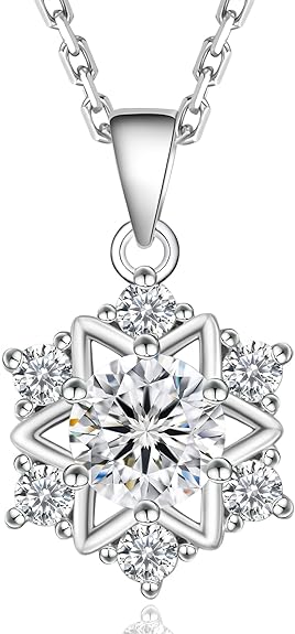 ONE :💎Pendant Necklace 💎MOISSANITE DIAMOND - 925 STERLING SILVER and Solid Gold Plated D Color VVS1 Clarity adjustable Chain Color: Snowflake 0.5 carat