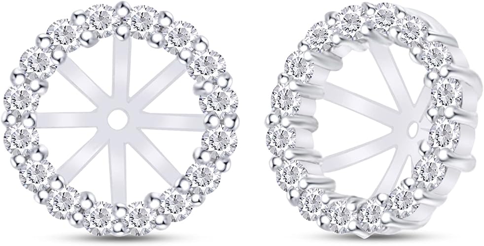 ONE PAIR: Earring Jackets For 7MM Round Shape Studs 14K WHITE GOLD OVER 925 STERLING SILVER