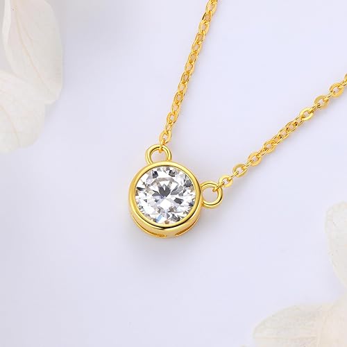 ONE :💎Pendant Necklace💎 1.0 CARAT MOISSANITE YELLOW GOLD PLATED OVER 925 STERLNG SILVER