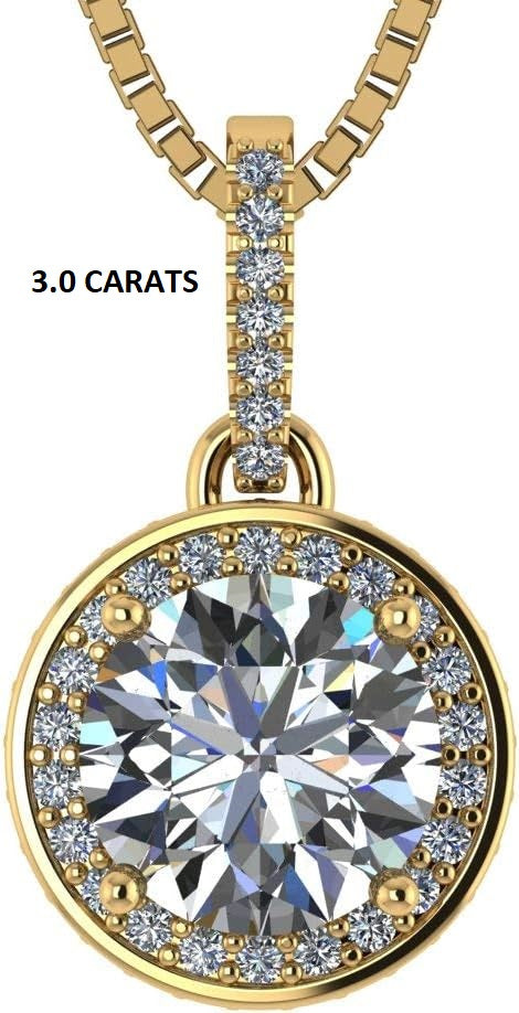 ONE :💎Pendant Necklace 💎 " Pure Brilliance 3.0 CT Zirconia YELLOW GOLD PLATED