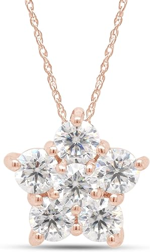 ONE :💎Pendant Necklace💎 Color: FLOWER MOISSANITE DIAMOND ROSE GOLD PLATED OVER 925 STERLNG SILVER