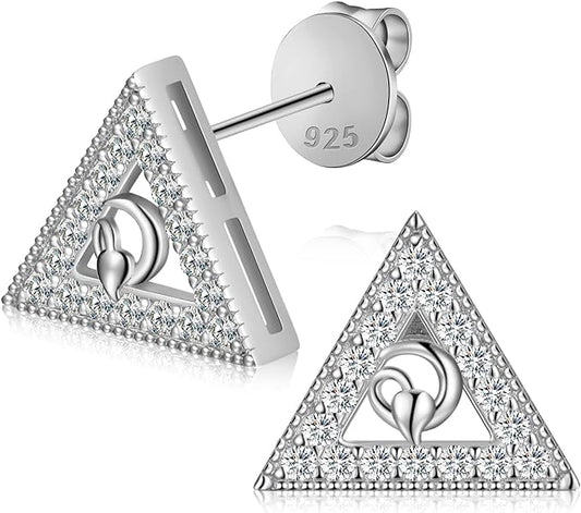 ONE PAIR: of Earrings Triangle Color: 925 Sterling Silver HIGH QUALITY MOISSANITE DIAMOND EARRINGS