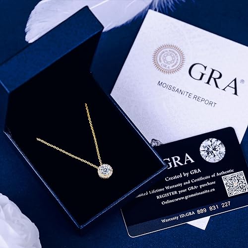 ONE :💎Pendant Necklace 💎MOISSANITE DIAMOND Color: SILVER 18K YELLOW GOLD PLATED-S925-1.0CT