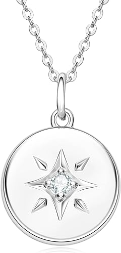 ONE :💎Pendant Necklace💎 Color: Disc Star MOISSANITE DIAMOND WHITE 18k GOLD PLATED OVER 925 STERLNG SILVER