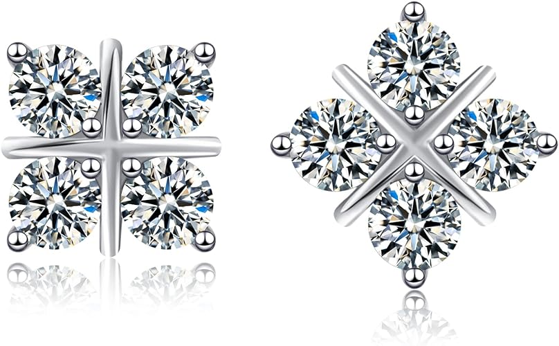 ONE PAIR: 925 Sterling Silver MOISSANITE STUD Earrings HIGH QUALITY MOISSANITE DIAMOND Brilliant ROUND CUT