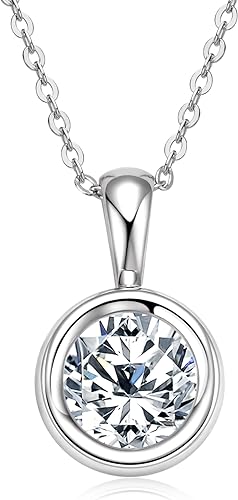 ONE :💎Pendant Necklace💎 2.0 CARAT MOISSANITE WHITE GOLD PLATED OVER 925 STERLNG SILVER