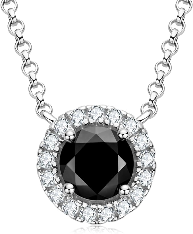 ONE :💎Pendant Necklace 💎 BLACK MOISSANITE DIAMOND - 925 STERLING SILVER and Solid Gold Plated D Color VVS1 Clarity adjustable Chain