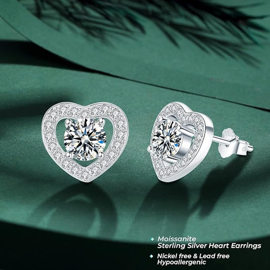 ONE PAIR: 925 Sterling Silver MOISSANITE Earrings HIGH QUALITY MOISSANITE DIAMOND Brilliant ROUND CUT