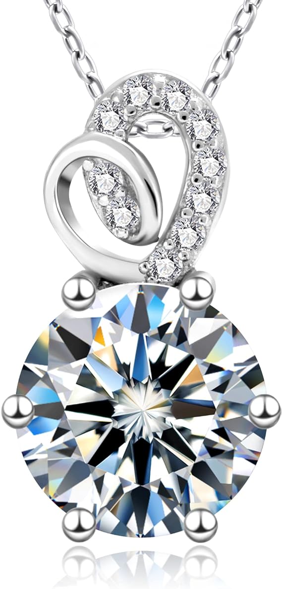 ONE :💎Pendant Necklace 💎MOISSANITE DIAMOND Style: Color: 2.0 Carats-White Gold