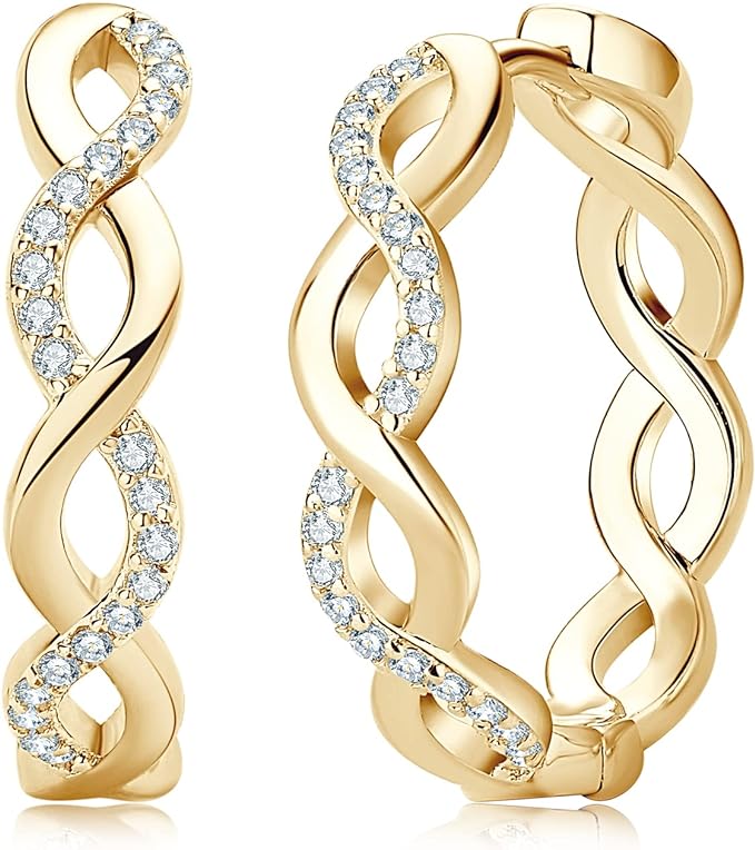 ONE PAIR: Gorgeous HOOP EARRINGS HIGH QUALITY MOISSANITE Diamonds 18K Yellow Gold PLATED 925 Sterling Silver Total GRA Certificate