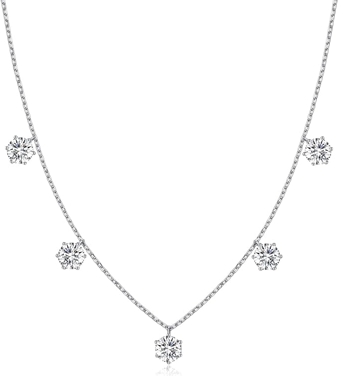 💎Pendant Necklace💎 Color: Pendant Necklace 5 Stones 5.0 CTS WHITE MOISSANITE DIAMOND 18k WHITE GOLD PLATED OVER 925 STERLNG SILVER