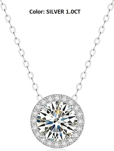 ONE :💎Pendant Necklace 💎MOISSANITE DIAMOND Color:  18K WHITE GOLD PLATED-S925-1.0CT