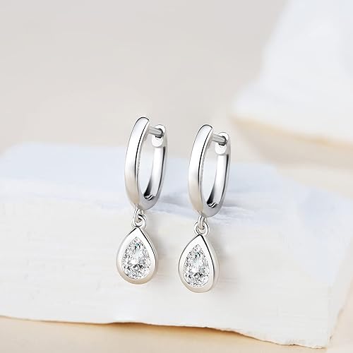 ONE PAIR: 0.5ct-1ct MOISSANITE Drop Dangle Earrings for Women in 925 Sterling Silver, MOISSANIT Hoop Earrings