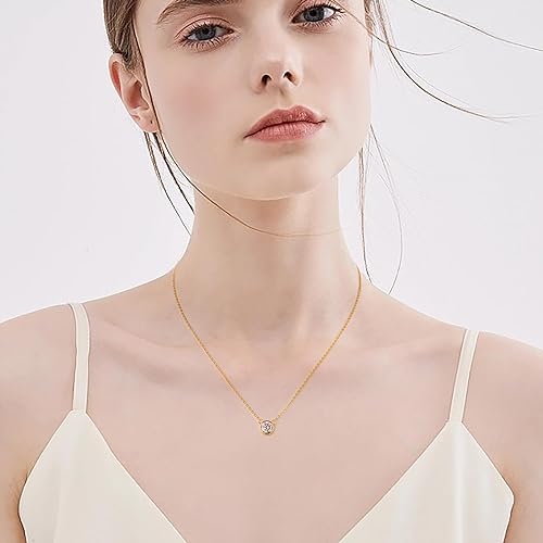 ONE :💎Pendant Necklace💎 1.0 CARAT MOISSANITE YELLOW GOLD PLATED OVER 925 STERLNG SILVER
