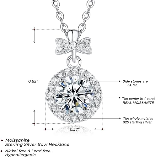 ONE :💎Pendant Necklace 💎MOISSANITE DIAMOND - 925 STERLING SILVER and Solid D Color VVS1 Clarity adjustable Chain