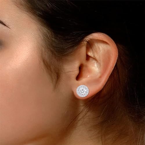 ONE PAIR: Earring Jackets For 7MM Round Shape Studs 14K WHITE GOLD OVER 925 STERLING SILVER