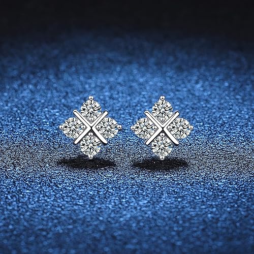 ONE PAIR: 925 Sterling Silver MOISSANITE STUD Earrings HIGH QUALITY MOISSANITE DIAMOND Brilliant ROUND CUT