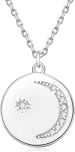 ONE :💎Pendant Necklace💎 Color: Crescent Moon-White MOISSANITE DIAMOND 18k WHITE GOLD PLATED OVER 925 STERLNG SILVER