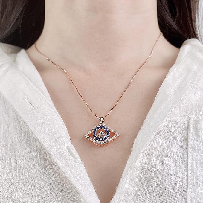 ONE :💎Pendant MOISSANITE Necklace 💎 It dances and shines, EYE eternity and infinity ROSE GOLD PLATED