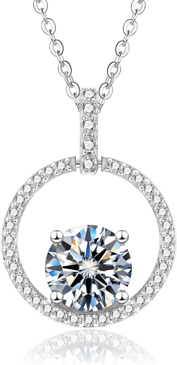 ONE :💎Pendant Necklace💎 2.0 CARAT MOISSANITE WHITE GOLD PLATED OVER 925 STERLNG SILVER