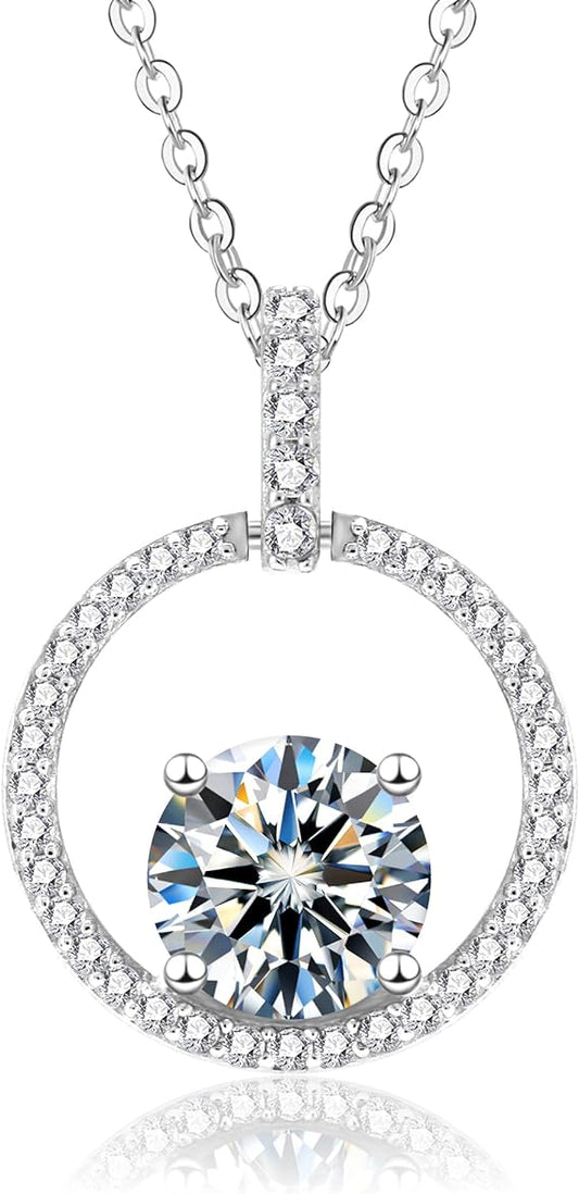 ONE :💎Pendant Necklace💎 2.0 CARAT MOISSANITE WHITE GOLD PLATED OVER 925 STERLNG SILVER