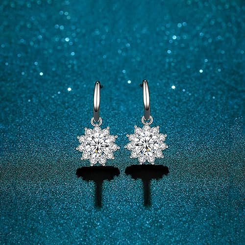 ONE PAIR: 925 Sterling Silver MOISSANITE DROP Earrings HIGH QUALITY MOISSANITE DIAMOND Brilliant ROUND CUT