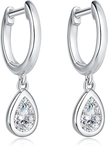 ONE PAIR: 0.5ct-1ct MOISSANITE Drop Dangle Earrings for Women in 925 Sterling Silver, MOISSANIT Hoop Earrings