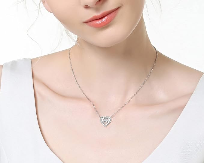 ONE :💎Pendant Necklace💎 Color: Dancing Heart-0.8ct MOISSANITE DIAMOND WHITE GOLD PLATED OVER 925 STERLNG SILVER