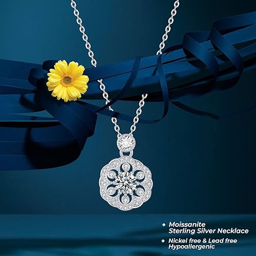 ONE :💎Pendant Necklace 💎MOISSANITE DIAMOND - 925 STERLING SILVER and Solid Gold Plated D Color VVS1 Clarity adjustable Chain