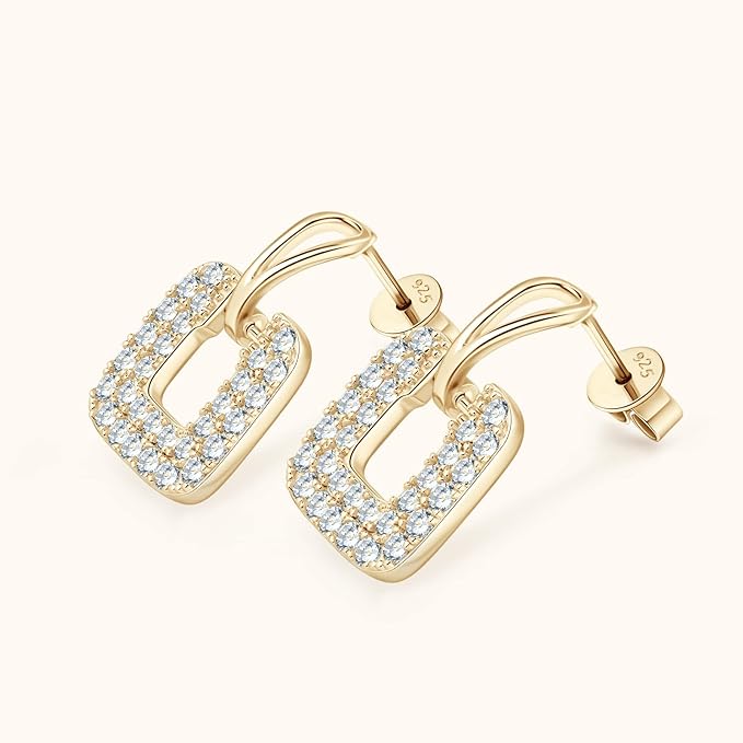 ONE PAIR: Gorgeous Square Shaped Stud Earrings MOISSANITE DIAMONDS D Color VVS1 Clarity Brilliant 1.4mm 1.6mm  0.89cttw per pair weight: about 3.5g.