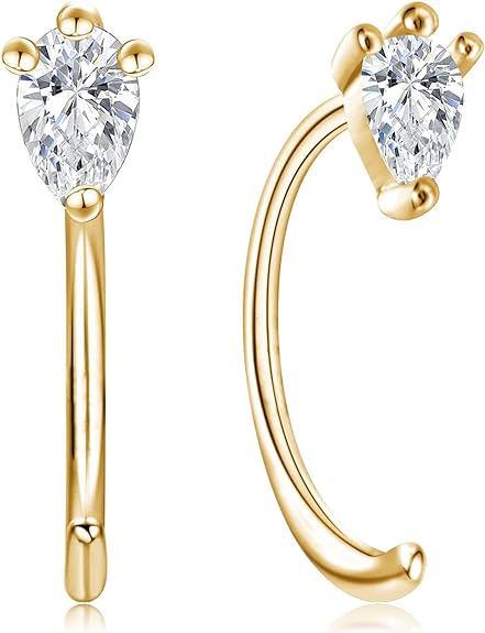 ONE PAIR: Gorgeous STUD EARRINGS MOISSANITE DIAMONDS D Color VVS1 Clarity Brilliant 3x2mm Pear The total carat weight of the 2 MOISSANITE Stones is 0.2 carats. 18K YELLOW Gold Plated