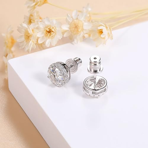 ONE PAIR: Earrings 1.0 Carat Sterling Silver D Color VVS1 Round Cut Lab Created HIGH QUALITY MOISSANITE Diamonds