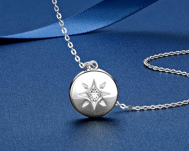 ONE :💎Pendant Necklace💎 Color: Disc Star MOISSANITE DIAMOND WHITE 18k GOLD PLATED OVER 925 STERLNG SILVER