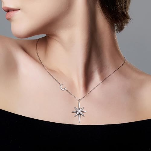 ONE :💎Pendant Necklace💎 Color: Starburst-Silver MOISSANITE DIAMOND 18k WHITE GOLD PLATED OVER 925 STERLNG SILVER