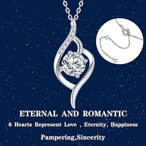 ONE : 💎Pendant Necklace 💎 MOISSANITE DIAMOND 1 Carats D Color VVS1 Clarity 18K Gold Plated OVER 925 Sterling Silver Necklace for Women Style: Helicoid
