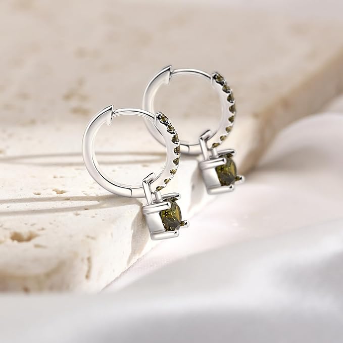 ONE PAIR: Gorgeous HOOP EARRINGS August Month Rhodium Plated Sterling Silver