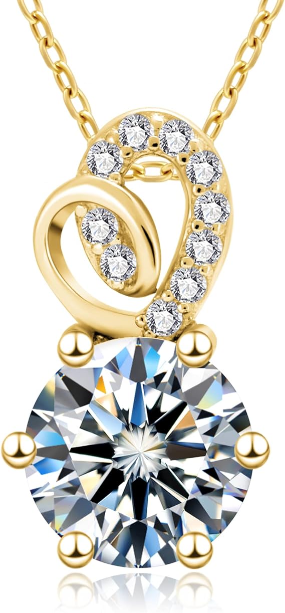 ONE :💎Pendant Necklace 💎MOISSANITE DIAMOND Color: YELLOW GOLD Style: Color: 1.0 Carats-Gold