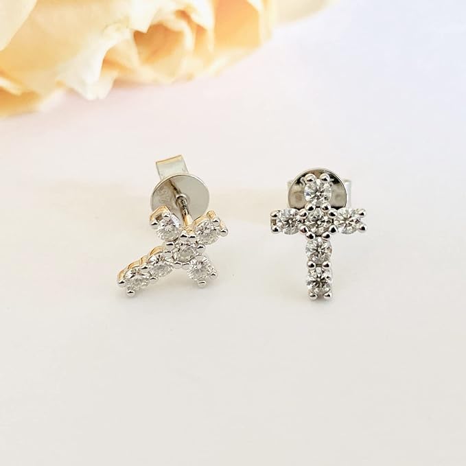 ONE PAIR: Gorgeous STUD EARRINGS MOISSANITE DIAMONDS D Color VVS1 Clarity Brilliant Earrings 925 Sterling Silver 18K WHITE Gold Plated