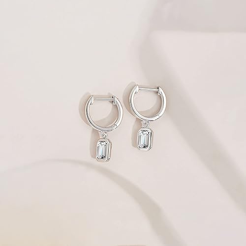 ONE PAIR: 925 Sterling Silver MOISSANITE DROP Earrings HIGH QUALITY MOISSANITE DIAMOND Brilliant ROUND CUT