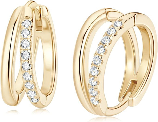 ONE PAIR: 9MM Gorgeous HOOP EARRINGS HIGH QUALITY MOISSANITE Diamonds 18K Yellow Gold PLATED 925 Sterling Silver Total GRA Certificate  9MM