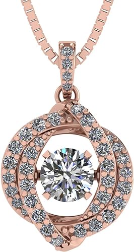 ONE :💎Pendant Necklace 💎 The "Dancing Stone" Pure Brilliance Zirconia ROSE GOLD