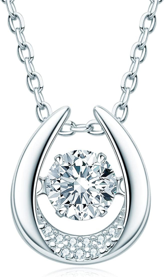 ONE :💎Pendant Necklace💎 Color: Horseshoe-0.8ct MOISSANITE DIAMOND WHITE GOLD PLATED OVER 925 STERLNG SILVER