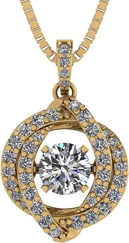ONE :💎Pendant Necklace 💎 The "Dancing Stone" Pure Brilliance Zirconia YELLOW GOLD PLATED
