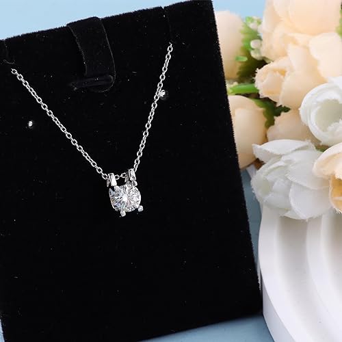 ONE : 💎Pendant Necklace 💎 MOISSANITE DIAMOND Style: Square (18K WHITE Gold) OVER 925 Sterling Silver Necklace) D Color VVS1 Clarity 1CT