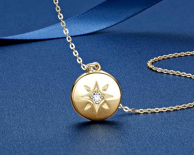 ONE :💎Pendant Necklace💎 Color: DISC STAR YELLOW MOISSANITE DIAMOND 18k YELLOW GOLD PLATED OVER 925 STERLNG SILVER