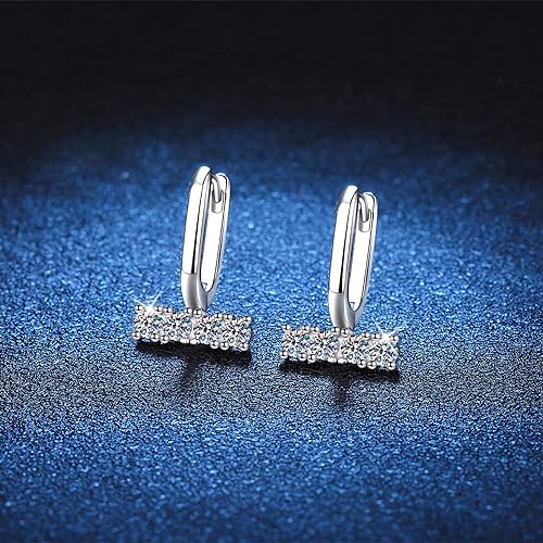 ONE PAIR: 925 Sterling Silver MOISSANITE HOOP Earrings HIGH QUALITY MOISSANITE DIAMOND Brilliant ROUND CUT