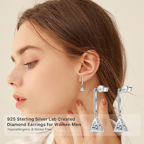 ONE PAIR: Drop & Dangle Stud Earrings, 18K White Gold PLATED 925 Sterling Silver HIGH QUALITY MOISSANITE Diamonds 2.0ct ONE PAIR GRA Certificate