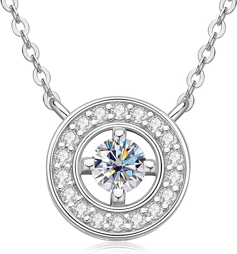 ONE :💎Pendant Necklace💎 0.3 CARAT MOISSANITE WHITE GOLD PLATED OVER 925 STERLNG SILVER