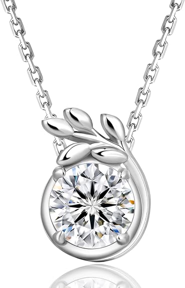 ONE :💎Pendant Necklace 💎MOISSANITE DIAMOND - 925 STERLING SILVER and Solid Gold Plated D Color VVS1 Clarity adjustable Chain Color: Color: Olive leaves 1 carat