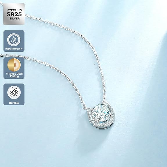 ONE :💎Pendant Necklace 💎MOISSANITE DIAMOND - 925 STERLING SILVER and Solid Gold Plated D Color VVS1 Clarity adjustable Chain Color: Horseshoe 1 Carat